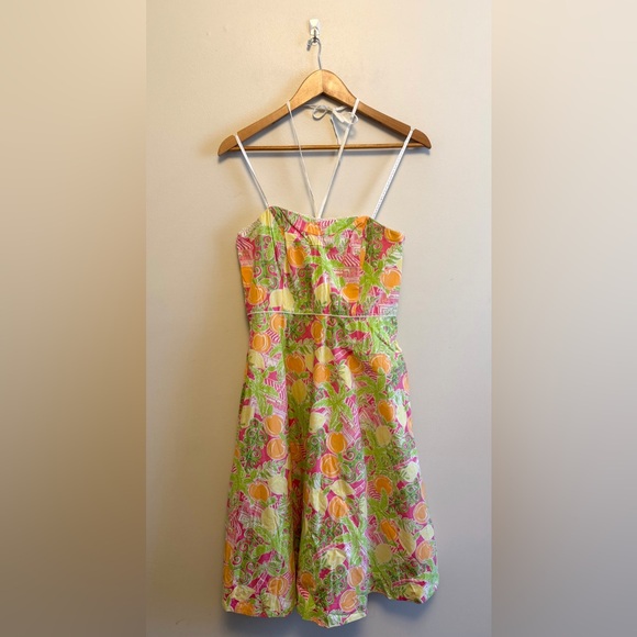 Lilly Pulitzer Vintage White Label Strapless Citrus Print Fit & Flare Dress - Picture 5 of 7